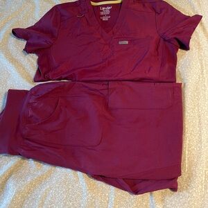 Landau Women's Deep Burgundy Scrub Set